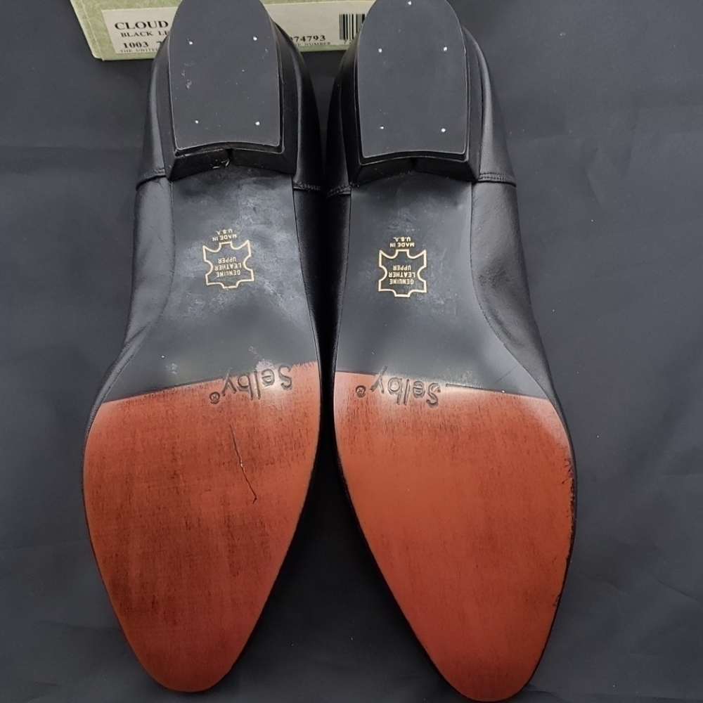 Selby Cloud Black Leather Flats Balletcore 8AA NIB Deadstock - Picture 2 of 16